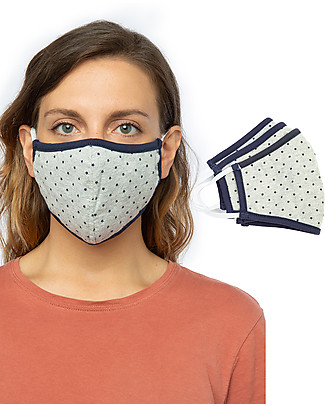 Tikiri Pack of 3 Adult/11+ years Reusable Masks - Stars - 3 Layers - 95% Filter - 100% Cotton - Oeko-Tex Certified Face Mask for Personal Protection