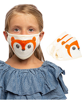 Tikiri Pack of 3 Child's Reusable Masks - Tiger - 3 Layers - 95% Filter - 100% Cotton - Oeko-Tex Certified Face Mask for Personal Protection