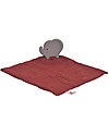 Tikiri Safari Doudou Comforter - Elephant - Red Barn Muslin - Natural Rubber Teether Doudou & Comforters