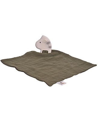 Tikiri Safari Doudou Comforter - Zebra - Cypress Green Muslin - Natural Rubber Teether Doudou & Comforters