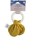 Tikiri Safari Teething Ring, Yellow - Natural Rubber and Organic Cotton Teethers