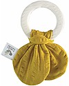 Tikiri Safari Teething Ring, Yellow - Natural Rubber and Organic Cotton Teethers