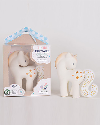 Tikiri Shining Stars Unicorn - Natural Rubber and Organic Cotton Rattles