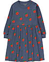 Tiny Cottons Apples Long-sleeved Dress - Light Navy/Deep Red Dresses_