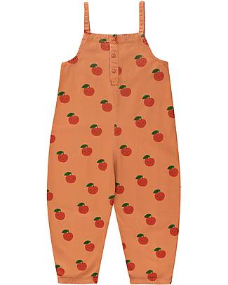 Tiny Cottons Baby Dungaree - Apples - Light Brown/Deep Red - 100% Cotton Dungarees