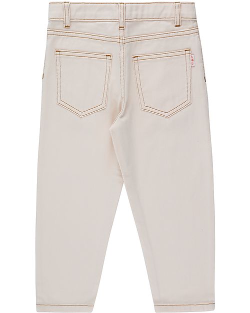 Tiny Cottons Baggy Jeans - Flowers - Nude - 100% Cotton Jeans