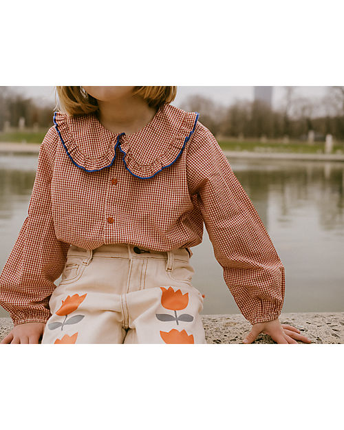 Tiny Cottons Baggy Jeans - Flowers - Nude - 100% Cotton Jeans