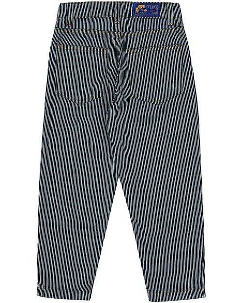 Tiny Cottons Baggy Pant with Stripes - Denim - Five Pockets Model -  100% Cotton Jeans