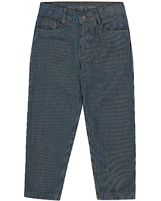Tiny Cottons Baggy Pant with Stripes - Denim - Five Pockets Model - 100% Cotton Trousers