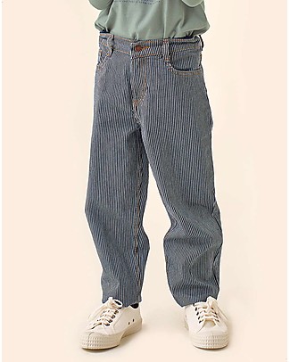 Tiny Cottons Baggy Pant with Stripes - Denim - Five Pockets Model - 100% Cotton Trousers