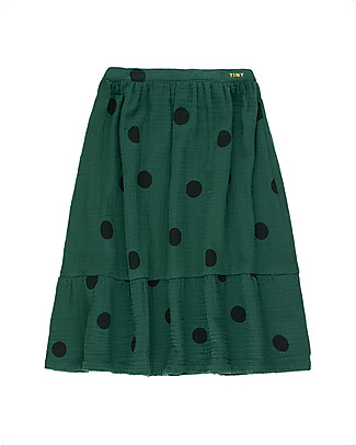 Tiny Cottons Big Dots Long Skirt - Dark Green/Black - 100% cotton Skirts