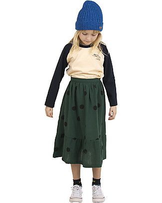 Tiny Cottons Big Dots Long Skirt - Dark Green/Black - 100% cotton Skirts