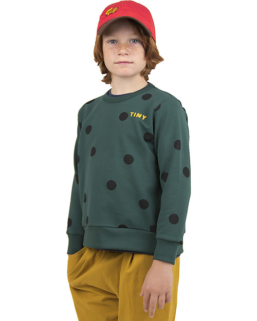 Tiny Cottons Big Dots Sweatshirt - Dark Green/Black - Pima Cotton Sweatshirts