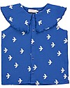 Tiny Cottons Birds Blouse with Collar - Ultramarine - 100% Cotton Bluse