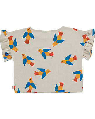 Tiny Cottons Birds Frills Tee Shirt - Cream - with Ruffles T-shirts