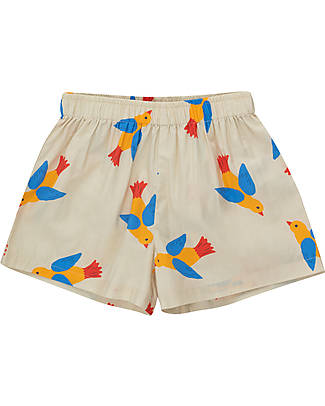 Tiny Cottons Birds Long Short - Light Cream - Cotton Shorts