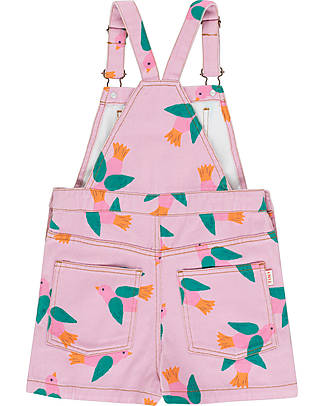 Tiny Cottons Birds Short Overall - Light Violet - 100% Cotton Dungarees
