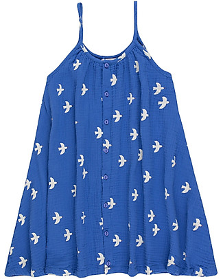 Tiny Cottons Birds Strap Dress - Ultramarine - 100% Cotton Dresses_