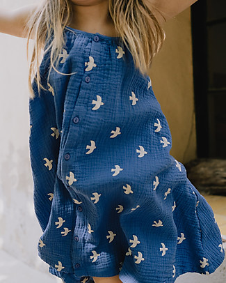 Tiny Cottons Birds Strap Dress - Ultramarine - 100% Cotton Dresses_