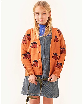 Tiny Cottons Cardigan - Dogs - True Brown/Dark Copper - Cotton and Extrafine Merino Wool Cardigans