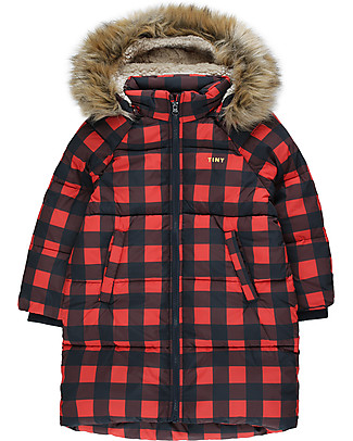 Tiny Cottons Check Padded Jacket - Navy/Red - Waterproof and Windproof! Coats