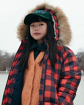 Tiny Cottons Check Padded Jacket - Navy/Red - Waterproof and Windproof! Coats