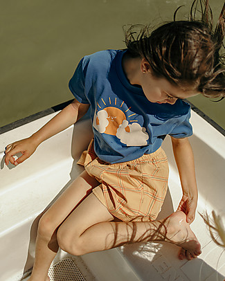 Tiny Cottons Check Pleated Short, Toffee/Red - 100% Cotton Shorts