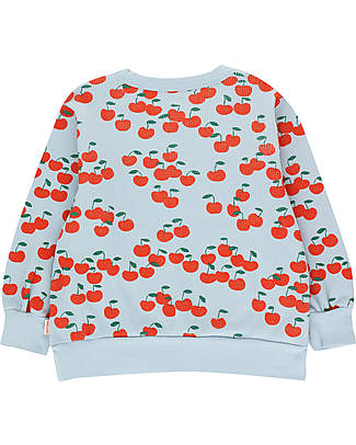 Tiny Cottons Cherries Sweatshirt - Washed Blue - Summer Red - Pima Cotton Sweatshirts