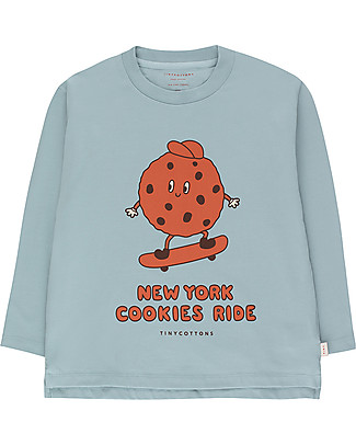 Tiny Cottons Cookies Ride Tee - Warm Grey/Sienna - Pima Cotton Long Sleeves Tops