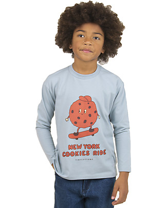 Tiny Cottons Cookies Ride Tee - Warm Grey/Sienna - Pima Cotton Long Sleeves Tops