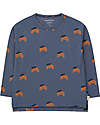Tiny Cottons Croissant Long Sleeves Sweater - Light Navy and Light Brown - Pima Cotton Long Sleeves Tops