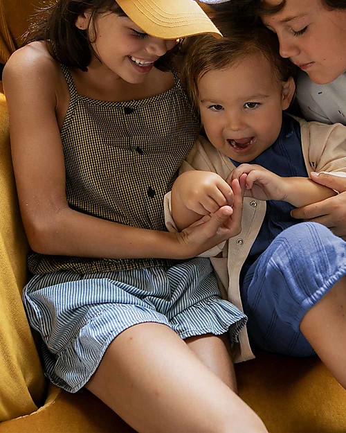 Tiny Cottons Denim Frills Shorts - Stripes - 100% Cotton Shorts