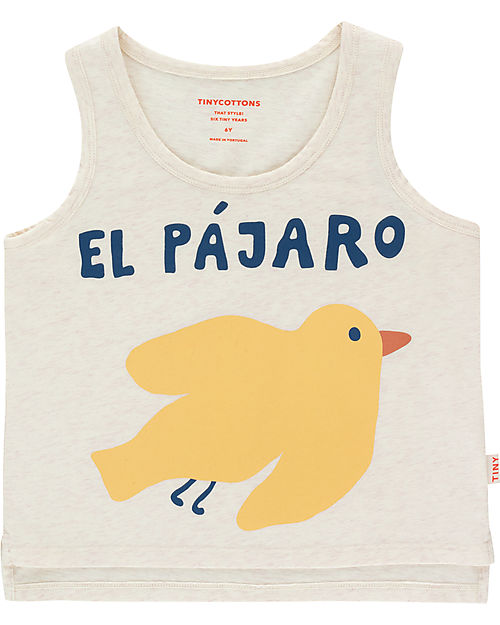 Tiny Cottons El Pajaro Tank Top - Light Cream Heather Pale Ochre - Cotton Tank Tops