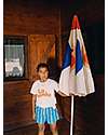 Tiny Cottons Fine Long Short - Lapis Blue Light Cream - Cotton Shorts
