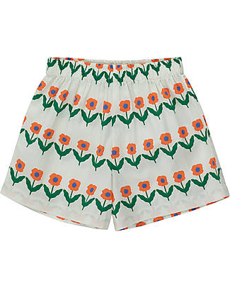 Tiny Cottons Flowerbeds Long Short - Off White - 100% Cotton Shorts