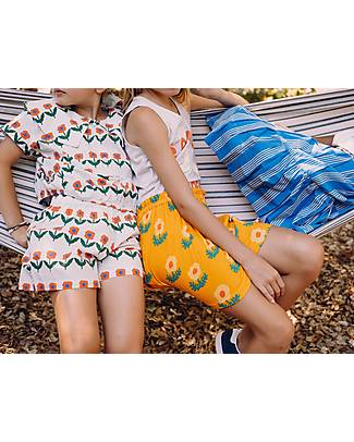 Tiny Cottons Flowerbeds Long Short - Off White - 100% Cotton Shorts