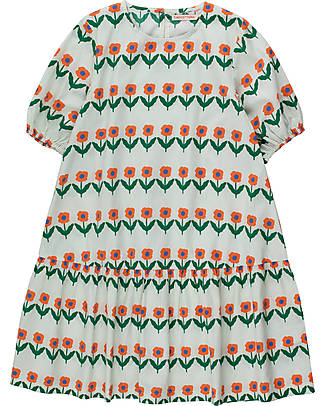 Tiny Cottons Flowerbeds Puff Dress - Off White - 100% Cotton Dresses_