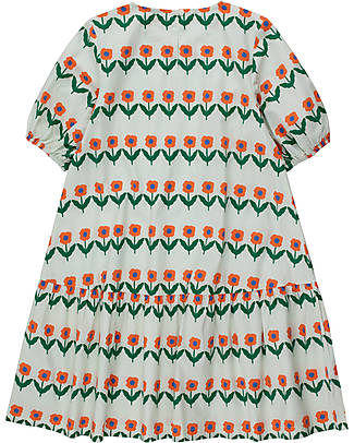 Tiny Cottons Flowerbeds Puff Dress - Off White - 100% Cotton Dresses_