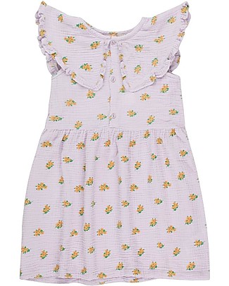 Tiny Cottons Flowers Dress with Collar - Pastel Lilac - 100% Cotton Dresses_