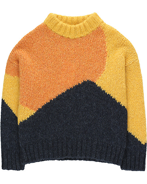 Tiny Cottons Fuji Color Block Sweater - Yellow/Navy Jumpers