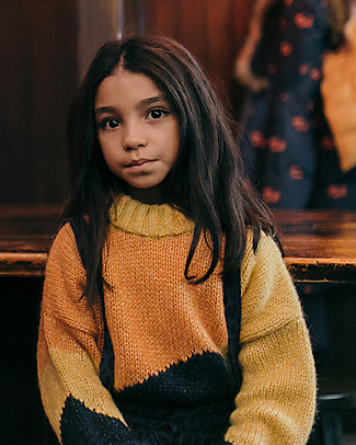 Tiny Cottons Fuji Color Block Sweater - Yellow/Navy Jumpers