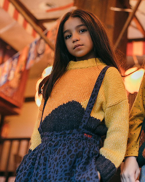 Tiny Cottons Fuji Color Block Sweater - Yellow/Navy Jumpers