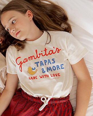 Tiny Cottons Gambita's Graphic Tee - Off white/Red - 100% Pima cotton T-Shirts And Vests