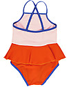 Tiny Cottons Girl's Frill Swimsuit, Colour Blocks Red/Pink Swimsuits