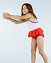 Tiny Cottons Girl's Frill Swimsuit, Colour Blocks Red/Pink Swimsuits