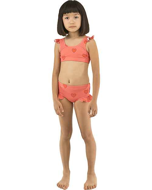 Tiny Cottons Girl's Swim Set with Frills Hearts - Red Bikinis And Tankinis