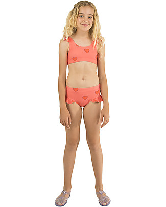 Tiny Cottons Girl's Swim Set with Frills Hearts - Red Bikinis And Tankinis