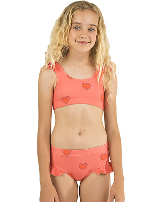 Tiny Cottons Girl's Swim Set with Frills Hearts - Red Bikinis And Tankinis