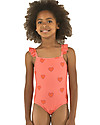Tiny Cottons Girl's Swimsuit with Frills Hearts - Red Swimsuits