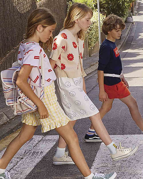 Tiny Cottons Happy Face, Cross Back Dress -  100% Cotton Dresses_